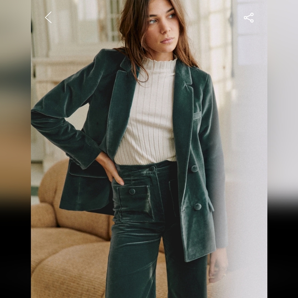 Sezane Christie Blue Velvet Jacket
